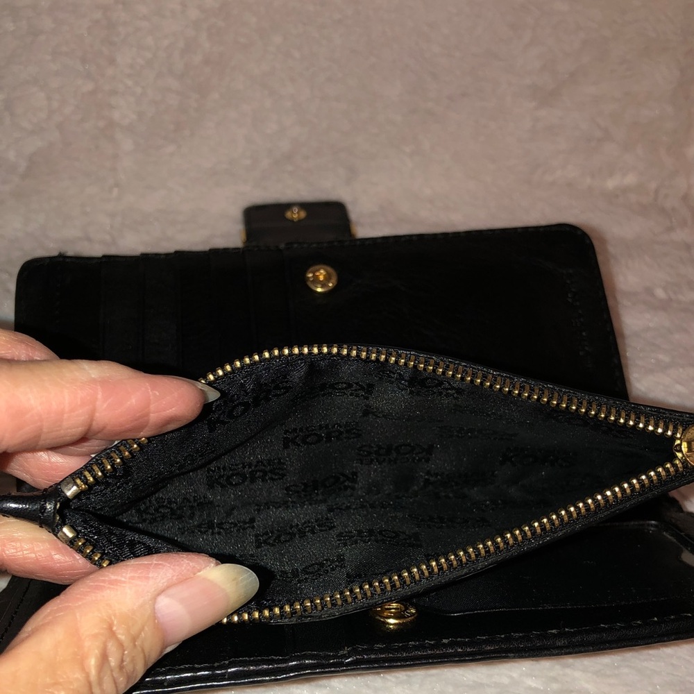 Michael Kors Black Leather Buckle Clutch Wallet with Gold Hardware - Picture 7 of 11